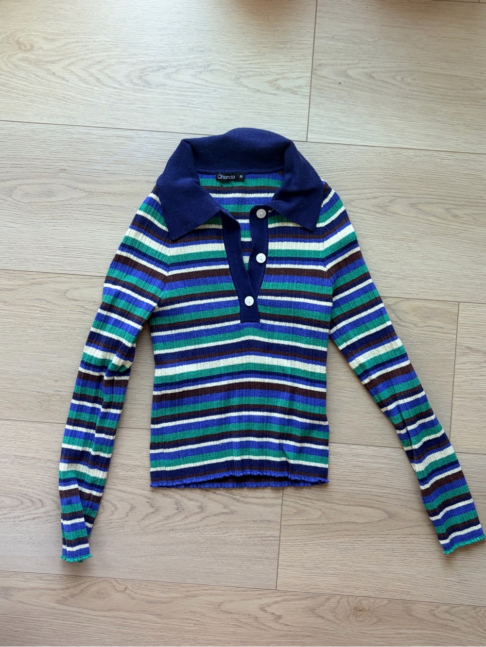 Ghanda Striped Polo Knit Sweater